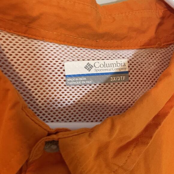 Columbia PFG Shirt Mens 3XL Orange Long Sleeve Button Up Fishing Vented - Picture 2 of 8